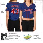 Custom Royal Red and White Womens V-Neck Cropped Baseball Jersey Custom Women's Royal Red-White V-Neck Cropped Baseball Jersey