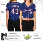 Womens Custom Royal White Red V-Neck Cropped Baseball Jersey Custom Women's Royal White-Red V-Neck Cropped Baseball Jersey
