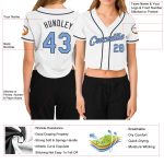 Custom Womens V-Neck Cropped Baseball Jersey in Light Blue & Steel Gray, Unique Sports Apparel for Stylish Fans Custom Women's