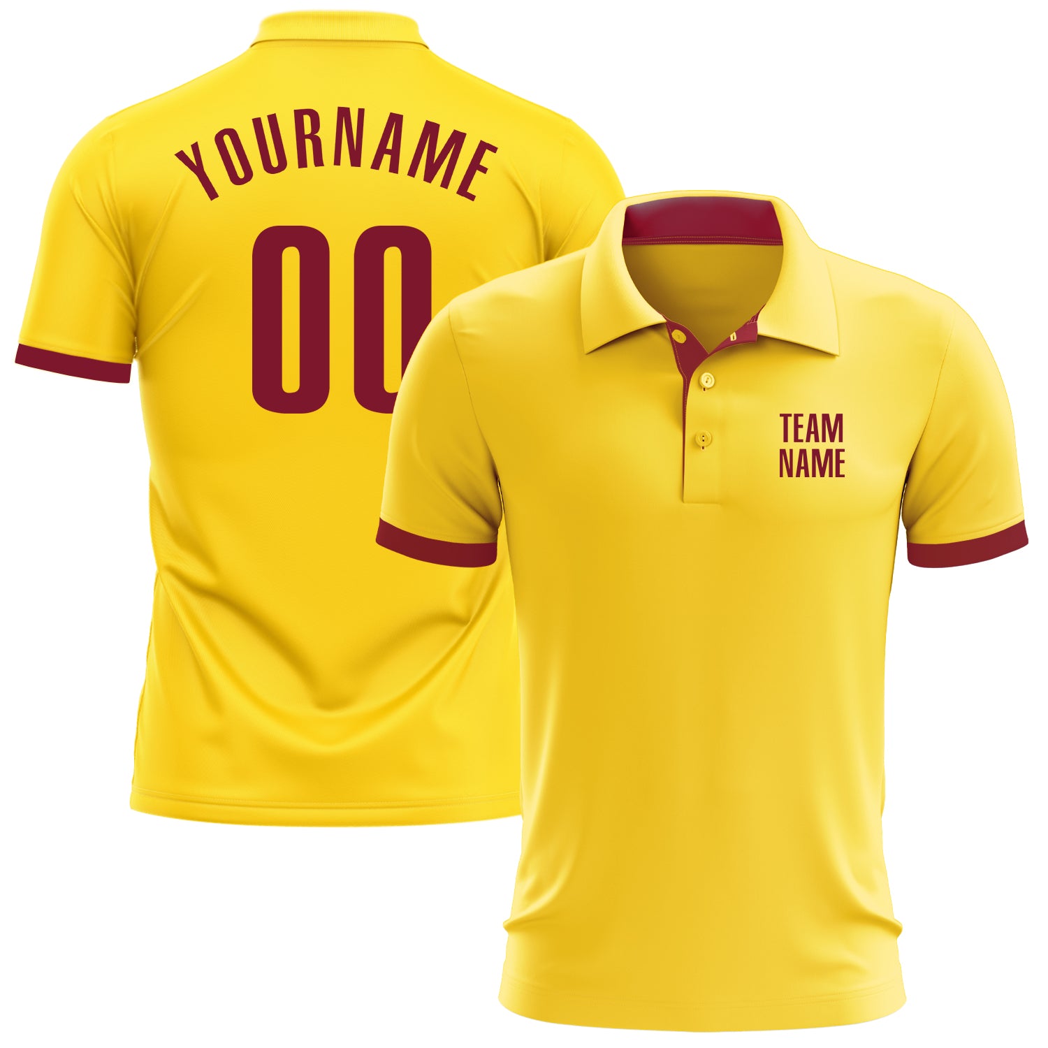 Custom Performance Golf Polo Shirt in Yellow and Crimson - Stylish Men's Golf Apparel Custom Yellow Crimson Performance Golf
