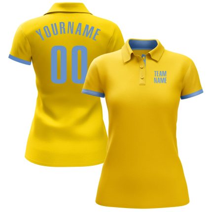 Custom Yellow Light Blue Golf Polo Shirt for Performance Wear Custom Yellow Light Blue Performance Golf Polo Shirt