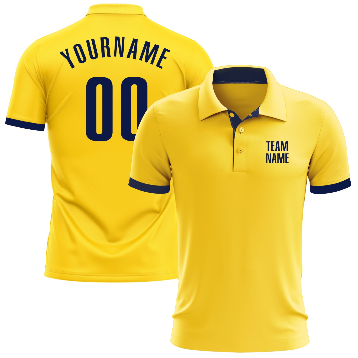 Custom Yellow Navy Golf Polo Shirt for Men - Performance Moisture-Wicking Activewear Custom Yellow Navy Performance Golf