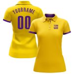 Custom Performance Golf Polo Shirt in Yellow and Purple for Men Custom Yellow Purple Performance Golf Polo Shirt