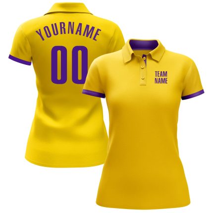 Custom Performance Golf Polo Shirt in Yellow and Purple for Men Custom Yellow Purple Performance Golf Polo Shirt