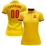 Custom Performance Golf Polo Shirt in Yellow and Red for Men Custom Yellow Red Performance Golf Polo Shirt