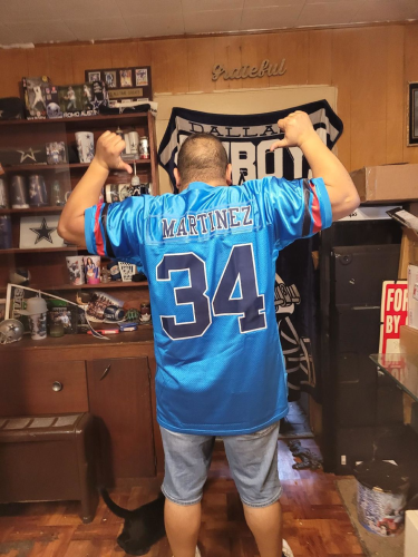 Custom Powder Blue White-Royal Authentic Throwback Football Jersey - Personalized Mesh Design photo review