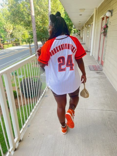 Custom Brown Orange Pinstripe Authentic Baseball Jersey with Raglan Sleeves photo review