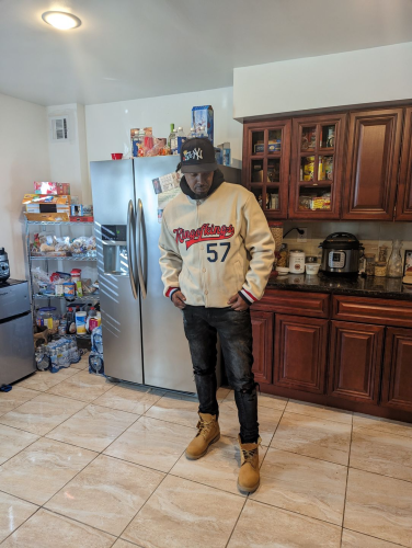 Custom Red Navy Bomber Varsity Jacket Full-Snap Letterman Style photo review