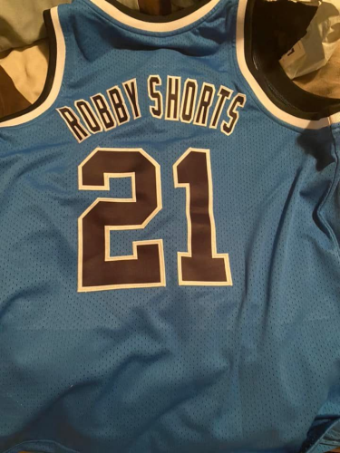 Authentic Throwback Basketball Jersey Custom Blue Black White Design photo review