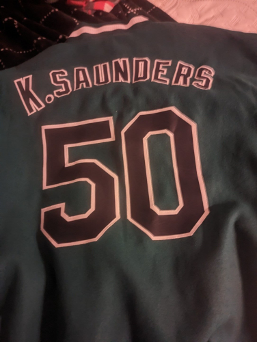 Custom Kelly Green Two-Tone Varsity Letterman Bomber Jacket Black-White Full-Snap photo review
