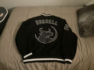 Custom Black and White Varsity Letterman Bomber Jacket - Full-Snap Design photo review