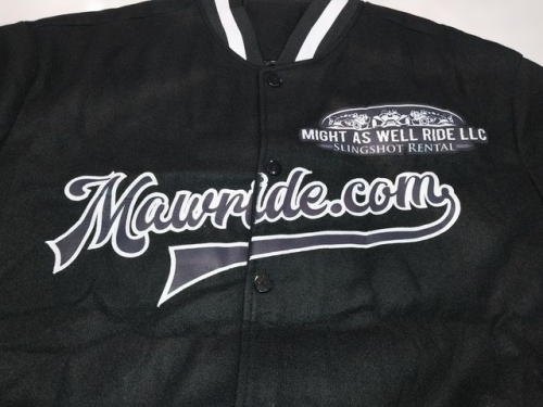 Custom Black and White Varsity Letterman Bomber Jacket - Full-Snap Design photo review