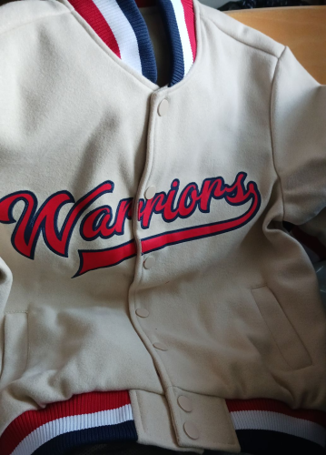 Custom Red Navy Bomber Varsity Jacket Full-Snap Letterman Style photo review