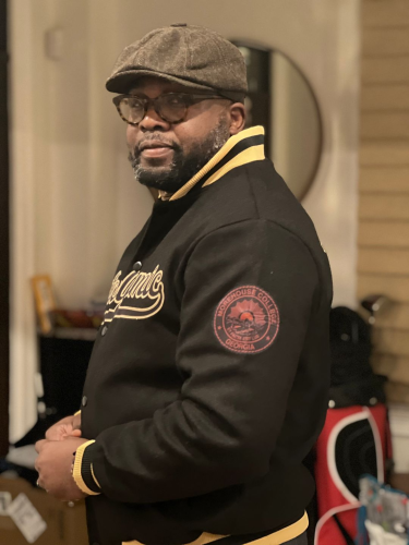Custom Black Gold Bomber Varsity Letterman Jacket Full-Snap Design photo review
