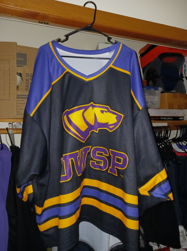 Custom Black Purple Gold Hockey Jersey for Men and Women - Personalized Sports Apparel photo review