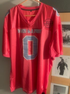 Custom Football Jersey - Pink Light Blue White Mesh Authentic Design photo review