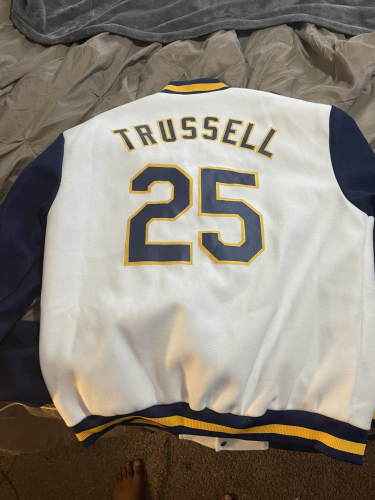 Custom Bomber Jacket Navy Gold Full-Snap Two Tone Varsity Letterman Mens Outerwear photo review