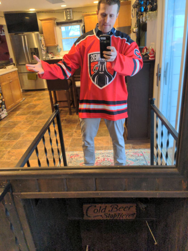 Click to view full screen Personalized Red and Black Hockey Jersey - Custom Team Apparel photo review