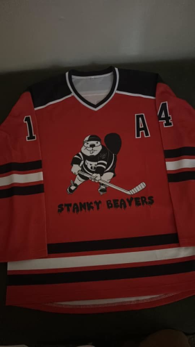 Click to view full screen Personalized Red and Black Hockey Jersey - Custom Team Apparel photo review