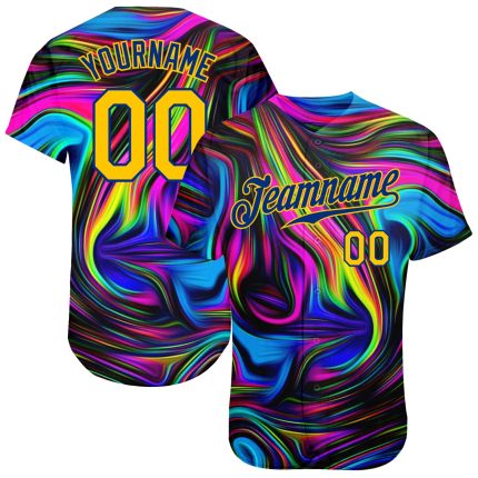 Personalized 3D Colorful Psychedelic Fluid Art Baseball Jersey for Unique Style Personalized 3D Abstract Colorful Psychedelic