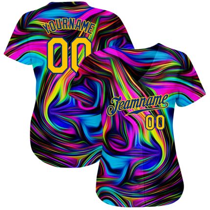 Personalized 3D Colorful Psychedelic Fluid Art Baseball Jersey for Unique Style Personalized 3D Abstract Colorful Psychedelic