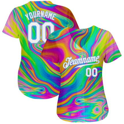 Colorful Psychedelic Fluid Art Baseball Jersey - Personalized 3D Design Personalized 3D Abstract Colorful Psychedelic Fluid