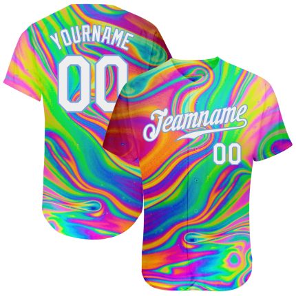 Colorful Psychedelic Fluid Art Baseball Jersey - Personalized 3D Design Personalized 3D Abstract Colorful Psychedelic Fluid