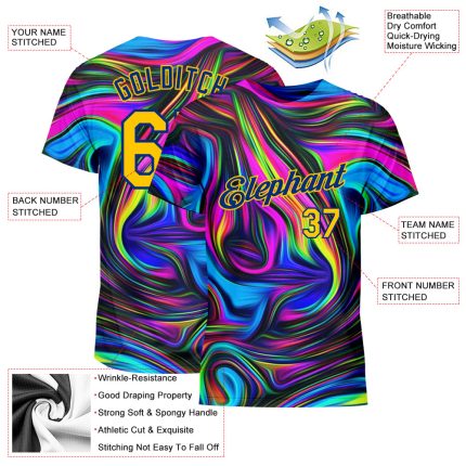 Personalized Colorful Psychedelic 3D Fluid Art T-Shirt for Performance Personalized 3D Abstract Colorful Psychedelic Fluid