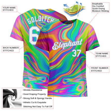 Colorful Psychedelic 3D Abstract Fluid Art T-Shirt - Personalized Performance Tee Personalized 3D Abstract Colorful Psychedelic