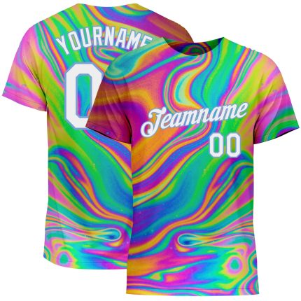 Colorful Psychedelic 3D Abstract Fluid Art T-Shirt - Personalized Performance Tee Personalized 3D Abstract Colorful Psychedelic