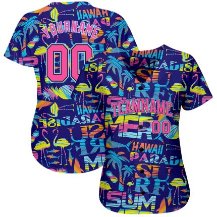 Personalized Summer Hawaii Jersey 3D Abstract Geometric Palm Trees Flamingo Sharks Baseball Jersey 2 Personalized 3D Abstract