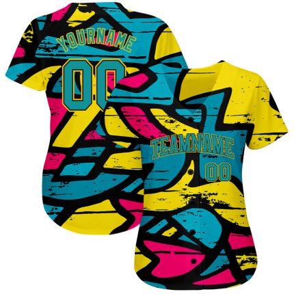 Custom 3D Abstract Graffiti Design Baseball Jersey for Unique Style Personalized 3D Abstract Graffiti Baseball Jersey 3