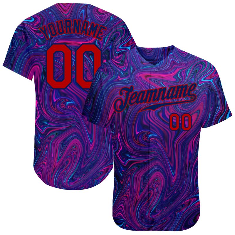 3D Abstract Fluid Art Personalized Baseball Jersey - Unique Curved Design Personalized 3D Abstract Interweaving Curved Fluid