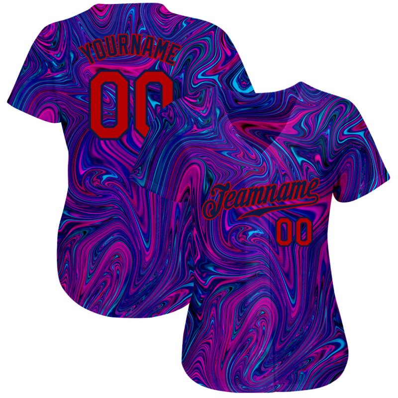 3D Abstract Fluid Art Personalized Baseball Jersey - Unique Curved Design Personalized 3D Abstract Interweaving Curved Fluid