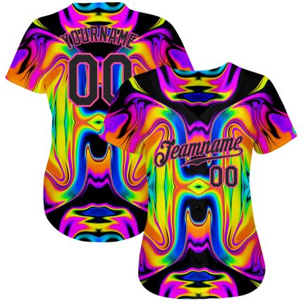 Personalized Iridescent 3D Abstract Psychedelic Swirl Fluid Art Baseball Jersey Personalized 3D Abstract Iridescent Psychedelic