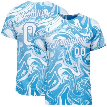 3D Abstract Ocean Waves Fluid Art T-Shirt - Personalized Performance Tee Personalized 3D Abstract Ocean Waves Fluid Art Performance