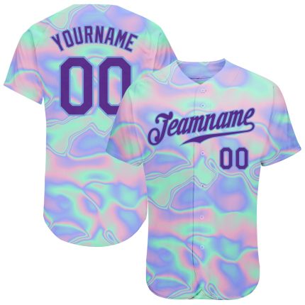 Trendy Holographic 3D Abstract Vaporwave Baseball Jersey - Personalized Design Personalized 3D Abstract Trendy Holographic