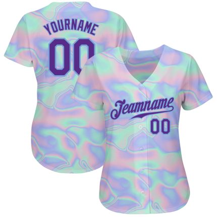 Trendy Holographic 3D Abstract Vaporwave Baseball Jersey - Personalized Design Personalized 3D Abstract Trendy Holographic