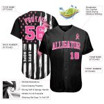 3D American Flag Pink Ribbon Breast Cancer Awareness Jersey for Women - Personalized Health Care Support Baseball Jersey