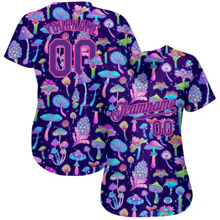 Colorful 3D Psychedelic Flowers and Mushrooms Baseball Jersey - Personalized Design Personalized 3D Colorful Flowers And