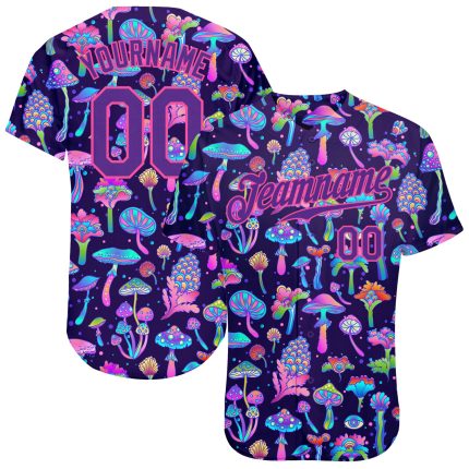 Colorful 3D Psychedelic Flowers and Mushrooms Baseball Jersey - Personalized Design Personalized 3D Colorful Flowers And