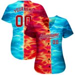 Custom 3D Flame Red Hot BBQ Season Baseball Jersey - Unique Fire Design Personalized 3D Flame Burning Red Hot Sparks BBQ