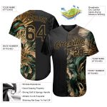 Personalized 3D Tropical Leaves Baseball Jersey in Golden and Green, Jungalow and Hawaii Style Personalized 3D Golden And