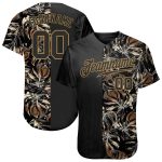 Custom 3D Tropical Leaves Baseball Jersey in Jungalow Hawaii Style Personalized 3D Golden Tropical Leaves In The Style Of