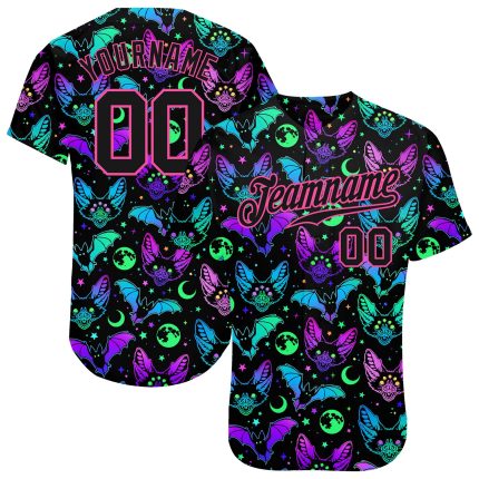 Personalized 3D Halloween Bats Jersey for Kids and Adults - Unique Baseball Jersey Personalized 3D Halloween Bats Baseball