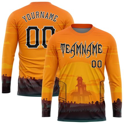 Personalized 3D Horror Night T-Shirt for Halloween, Long Sleeve Performance Shirt Personalized 3D Halloween Horror Night