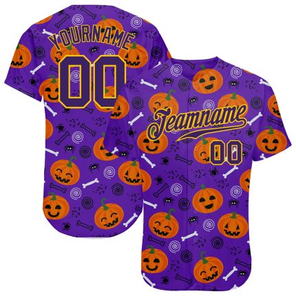 Custom 3D Halloween Pumpkins Jersey for Kids and Adults - Unique Baseball Apparel Personalized 3D Halloween Pumpkins Baseball