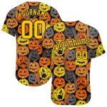 Personalized 3D Halloween Pumpkins Baseball Jersey for Kids | Custom Spooky Apparel Personalized 3D Halloween Pumpkins Baseball