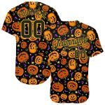Personalized 3D Halloween Jersey with Pumpkins, Bats, and Stars Design Personalized 3D Halloween Pumpkins Bats Stars Baseball