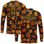 Personalized 3D Halloween T-Shirt with Pumpkins, Bats, Stars - Long Sleeve Performance Shirt Personalized 3D Halloween Pumpkins